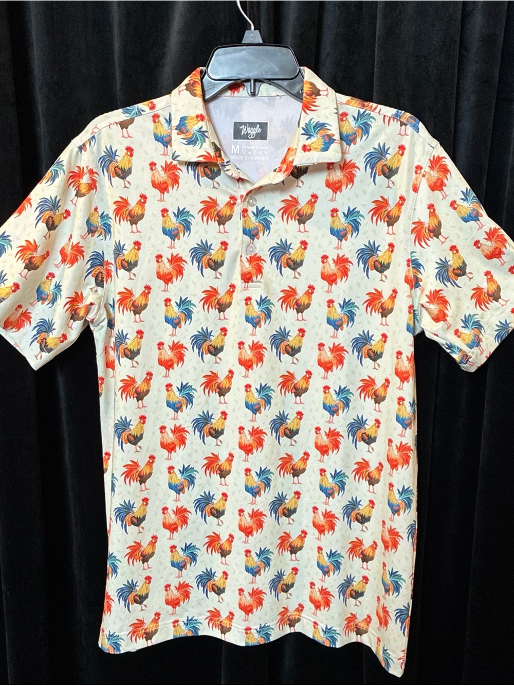 Waggle Men’s Cream Rooster Print Short Sleeve Shirt